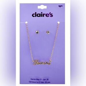 Claire's Gold Gemini Necklace and Earring Set